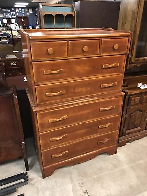 Antique Cushman Colonial Creations Hard Rock Maple Tall Chest Of Drawers Dresser • $650