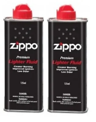 2 X Original Zippo Lighter Fuel Fluid Petrol Premium Refill Wicks Flints 125ml  • £9.99