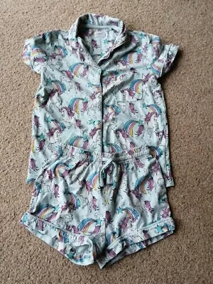 Girls Next Pyjamas Top And Shorts Unicorn Age 7 Years • £4