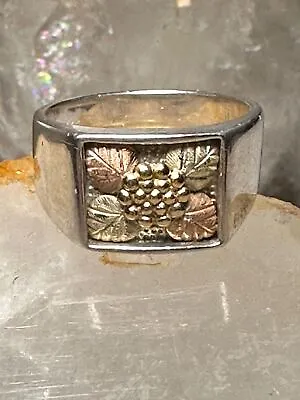 Black Hills Gold Ring Size 6.75 Leaves Band Sterling Silver Women  Men • $148