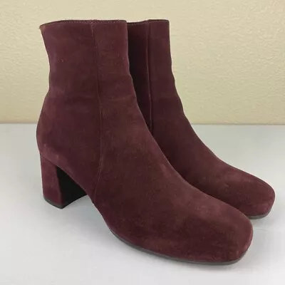 LA CANADIENNE Women's 8 JoJo Ankle Boots Waterproof Suede Bordo Maroon Burgundy • $65