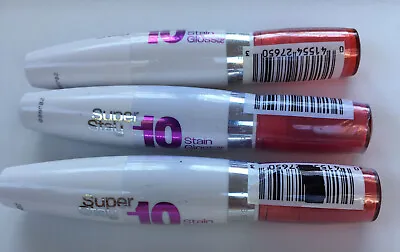 LOT OF 3 - Maybelline New York Superstay 10 Hour Stain Gloss # 150 Cool Coral • $21