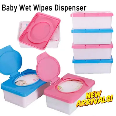 Baby Wet Wipes Dispenser Holder Tissue Storage Box Case Home Office Lid NEW • £5.24