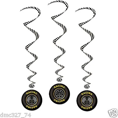 5 Racing NASCAR Daytona Party Decoration RACING TIRE Hanging WHIRLS Swirls • $9.99