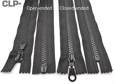 £3.99 • Buy Black Chunky Plastic Zips No5  Open & Close End Moulded To Perfection 4 To 80 In