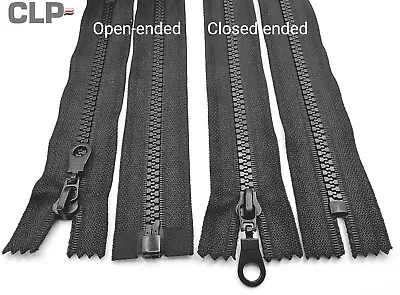 Black Chunky Plastic Zips No5  Open & Close End Moulded To Perfection 4 To 80 In • £4.49