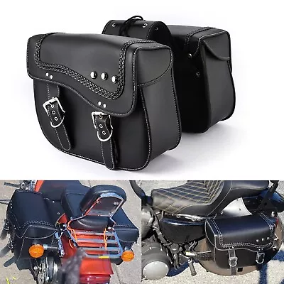 Motorcycle Side Saddle Bag For Honda Kawasaki Yamaha Cafe Racer Bobber • $119.99