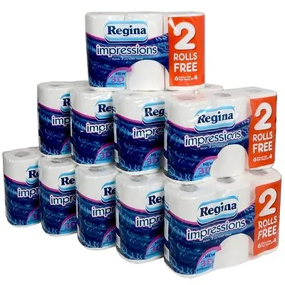 £28.99 • Buy 60 Rolls Of Regina Impressions 3 Ply 3ply Soft Quilted Toilet Tissue Paper Roll