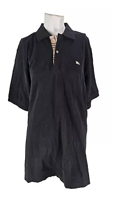 4454 Burberry London Shirt Men's Black Cotton Nova Check Collar Polo Large NWOT • $49.99