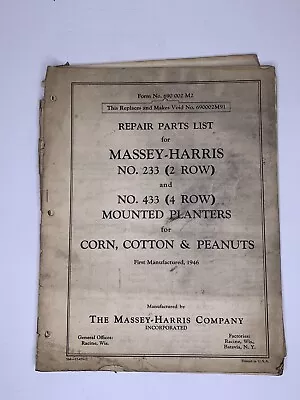 Original Vintage MASSEY HARRIS CORN COTTON PEANUT PLANTER PARTS List Catalog • $25