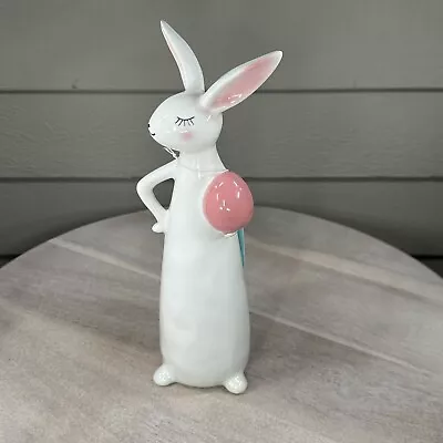 Martha Stewart Home Ceramic Easter Bunny Rabbit Holding Egg Figurine New 10.5  • $21.25