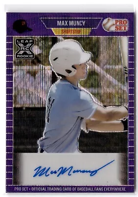 Max Muncy 2021 Leaf Pro Set Purple Wave Refractor Auto 6/20 • $4.99