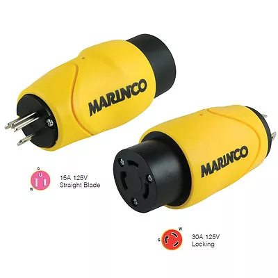 Marinco Straight Adapter 15amp Straight Male To 30 Amp • $42.34