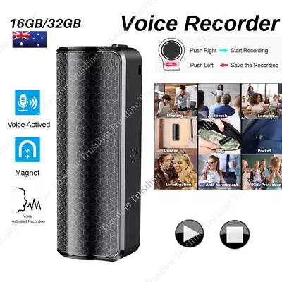 Spy Digital Voice Activated Recorder Mini Hidden Audio Recording Device 16/32GB  • $51.25