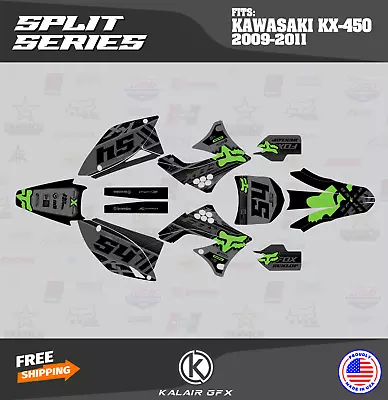 Graphics Kit For KAWASAKI KX450F (2009-2011) KX 450F Split- Green Grey • $158.47