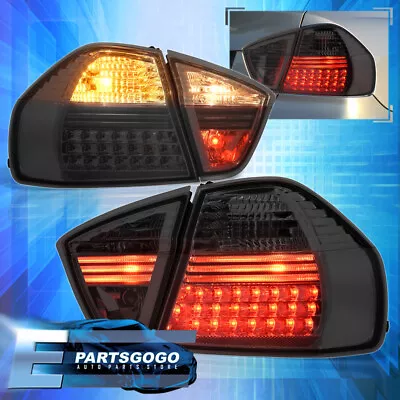 For 05-08 BMW E90 3-Series 4DR Sedan Smoked LED Tail Light Brake Lamp Left+Right • $193.99