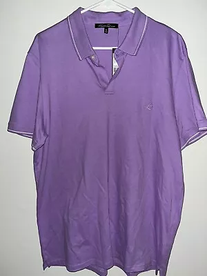 New Men's Kenneth Cole Purple Lily Short Sleeve Polo Golf Slim Shirt Size XL • $20.99