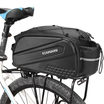 10L Bike Rear Rack Pack Panniers Hard Shell Bag Waterproof Bicycle Saddlebag AU • $32.04