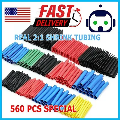 560Pcs Heat Shrink Tubing Insulation Shrinkable Tube 2:1 Wire Cable Sleeve Kit • $4.49