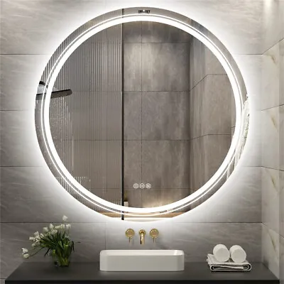 Smart LED Backlit Bathroom Round Mirror With Lights Anti-Fog Dimmable Memory  • $129.96