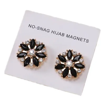 Fashion Flower Magnetic Brooches Rhinestones Hijab Pins Women Muslim Shawl Scarf • $6.43