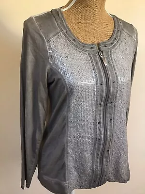 Made In Italy Style Zip Up Top Size 10 Sequin  Long Sleeve Cardigan Jacket  • £5