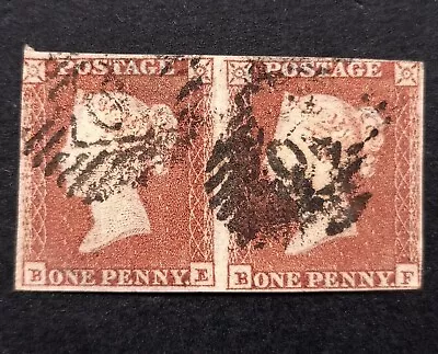 GB Queen Victoria Penny Red Pair SG.8 Used  Brown Red Ivory Head Clean VF • $1.23