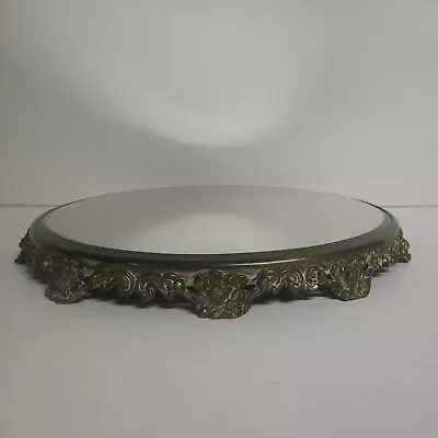 Vintage Silver Plated Mirrored Plateau Jewelry Make Up Dresser Tray Beveled  • $215