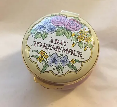 CRUMMLES A Day To Remember English England Enamel Trinket Box Floral Flower Mint • $39.95