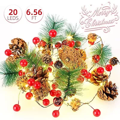 Christmas Xmas Tree Garland LED Fairy String Lights Wreath Pine Cone Decoration • $18.49