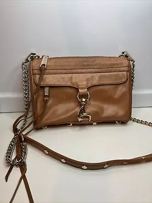 Rebecca Minkoff Mini MAC Crossbody Cognac Brown W/ Gold Chain Shoulder Bag Purse • £25.87