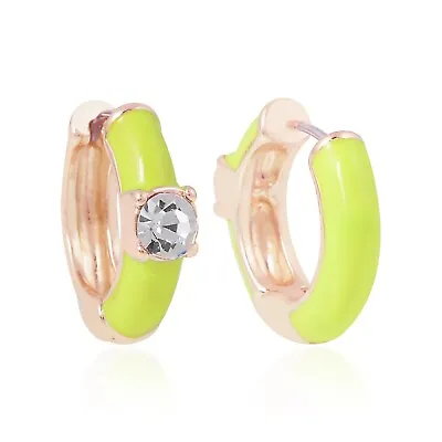 Jewelry Fiesta Women Fashion Neon Green Enamel Huggies Earrings Jewelry Gift • $29.98