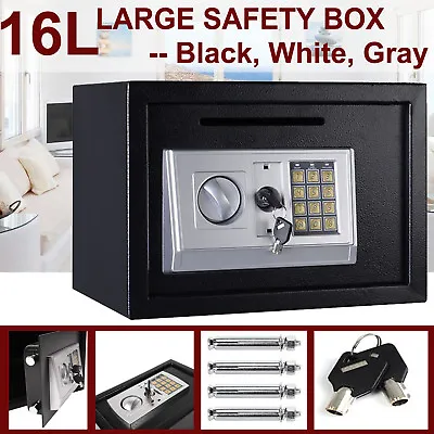 £19.70 • Buy 16L Large Safe Steel Electronic Digital Home Office Money Safety Box Wall Mount 