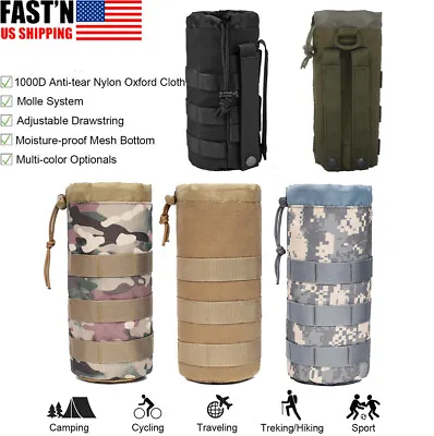 Tactical Molle Pouch Bag Drawstring Bottle Water Holder Waist Bottle Carrier Bag • $7.89