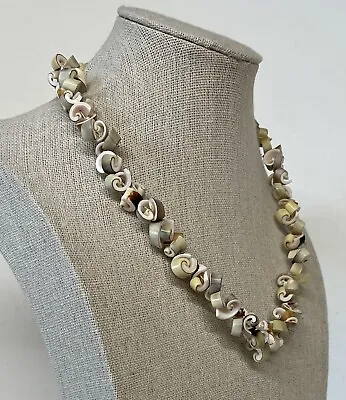 Everlasting Natural Shell Beads 14  Necklace -Shades Of Pink & Brown Vintage 70s • $15