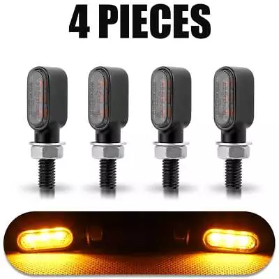 4x Mini Motorcycle LED Turn Signal Light Amber Indicators Blinker Universal Lamp • $20.95