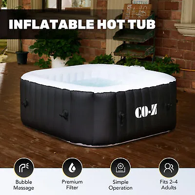 4 Person 5x5ft Blow Up Hot Tub Outdoor Bathtub And Pool With Massage Jets Black • $386.54