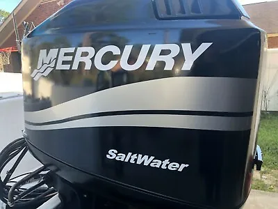 MERCURY BOAT MOTOR COWL DECAL SET  Silver Stripe + Size Choices NEW! • $43.95