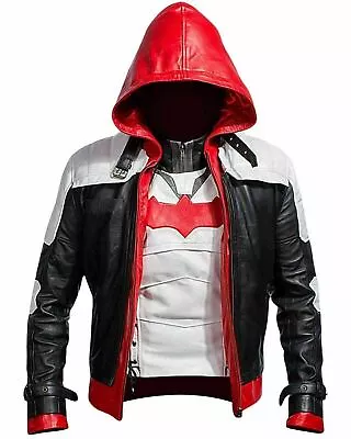 Men Red Hood Leather Jacket & Vest Batman Arkham Knight Game Costume • $104.99