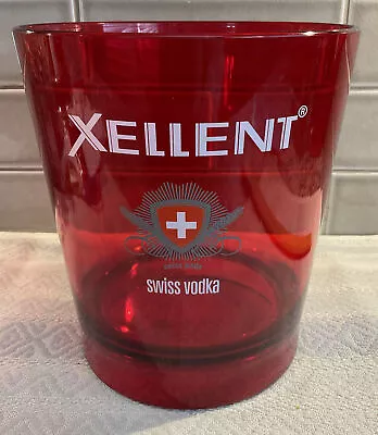 XELLENT Swiss Vodka 8  Tall Red Plastic Ice Bucket/ Cooler • $15