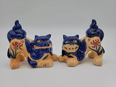 Vintage Porcelain Pair Fu Dogs Foo Lions 3.75  X 3.25  Salt Pepper Shakers  • $45