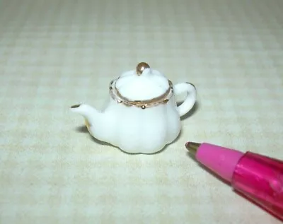 Miniature Petite Falcon Porcelain Tea Pot W/Gold Trim (TYPE A): DOLLHOUSE 1:12  • $7.49