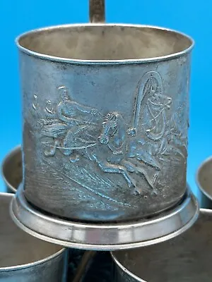 Vintage Russian Soviet Tea Glass Cup Holder Podstakannik Horses Troika Melchior • $13.71