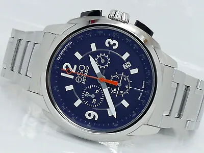 New Esq Movado 07301417 Blue Chronograph Swiss Quartz Men's Steel Watch Excel • $249.99