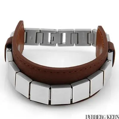 DYRBERG/KERN Of DENMARK! Bracelet Made Of StSl & Brown Leather 9  • $59.99