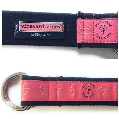 Vineyard Vines D Ring Belt Four Seas Ice Cream Centerville Cape Cod Pink Canvas  • $18.95