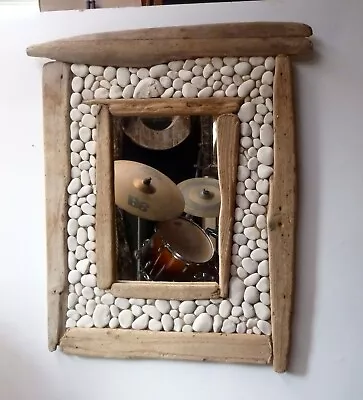 £240 • Buy Dorset Driftwood & White Beach Pebble Wall Mirror 84 X 71 Cm Hand Made Bathroom