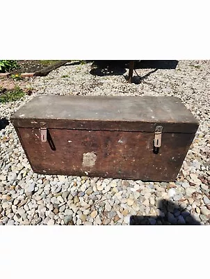 Antique Wood Carpenters Tool Box Hinged Storage Chest • $50