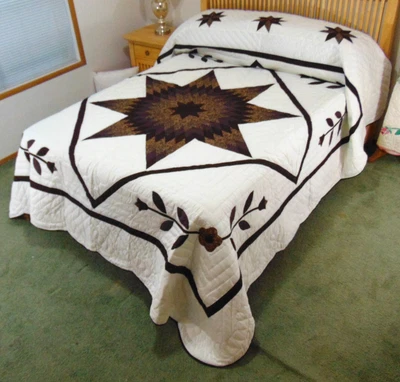 $395 • Buy NEW! AMISH HANDMADE QUILT! ~ Improved Lone Star ~ 105 X 114