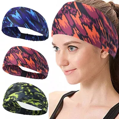 1/2Pack Men Women Headband Stretch Wide Hair Wrap Sports Yoga Running Sweatband • $6.99